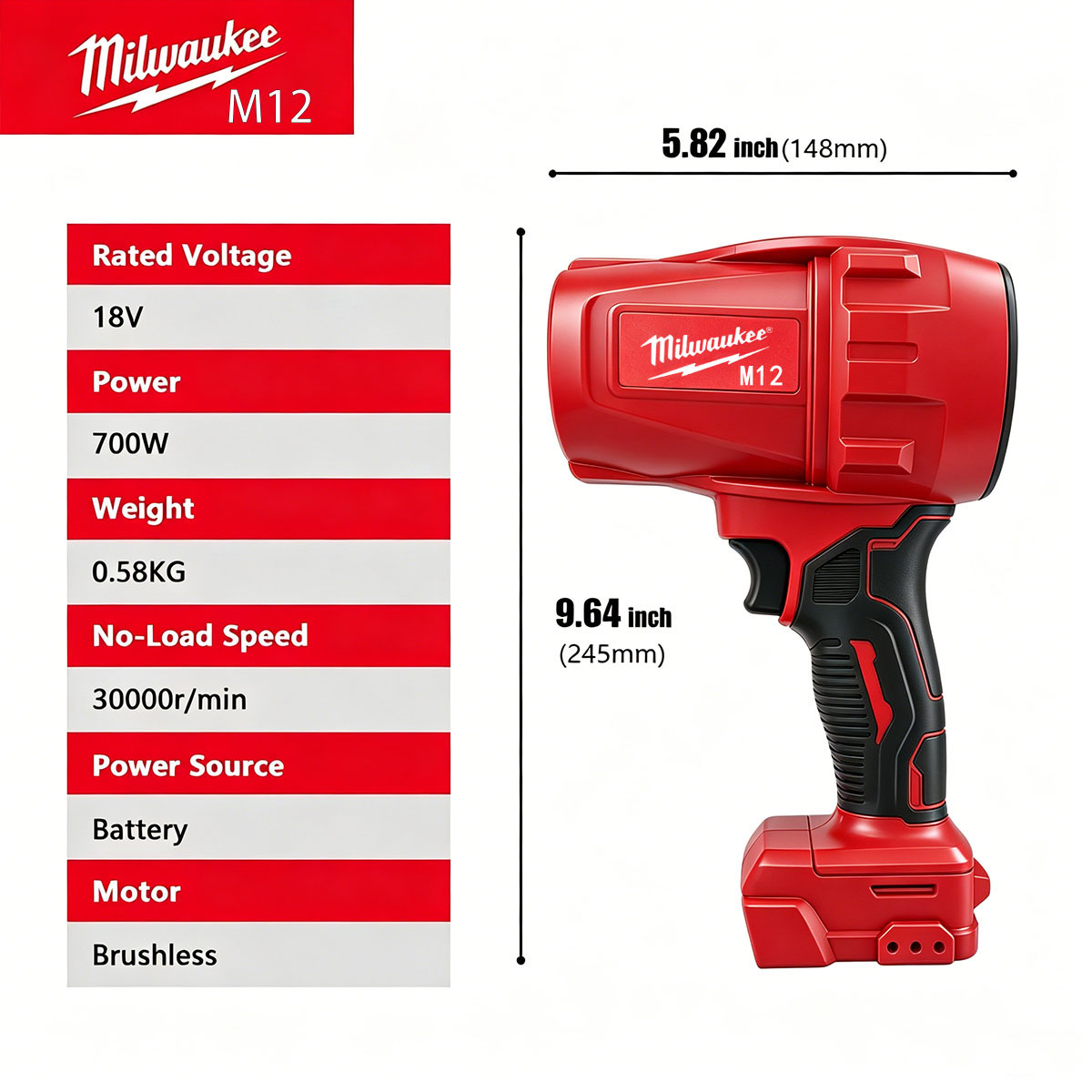 Milwaukee M12 Cordless Blower  - огляд і ціна Milwaukee Drill M12 Fuel